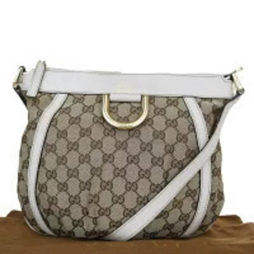 Gucci GG Canvas Abbey shoulder bag white leather ring